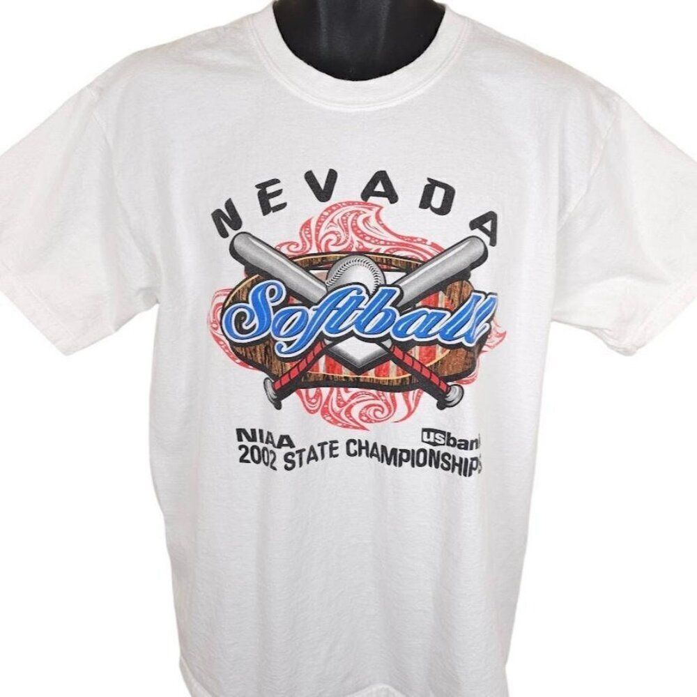 Vintage Nevada Softball T ShirtβMens Size Large White Y2K 2002 Bonanza Bengals